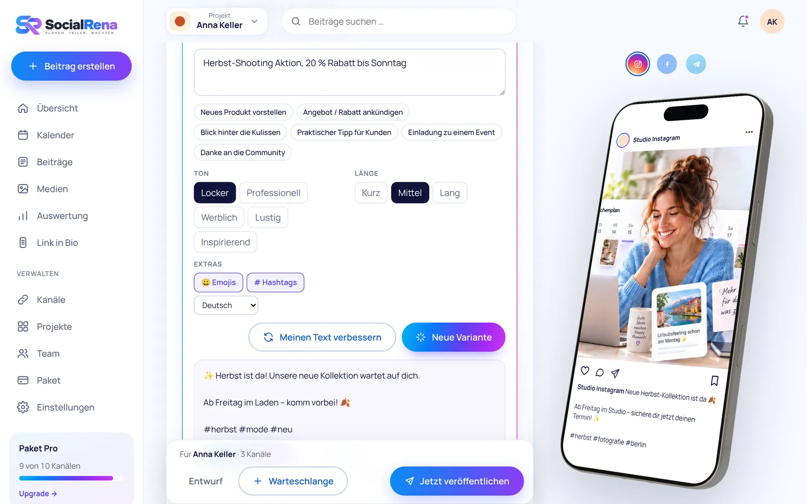 SocialRena paneli: AI metinleri