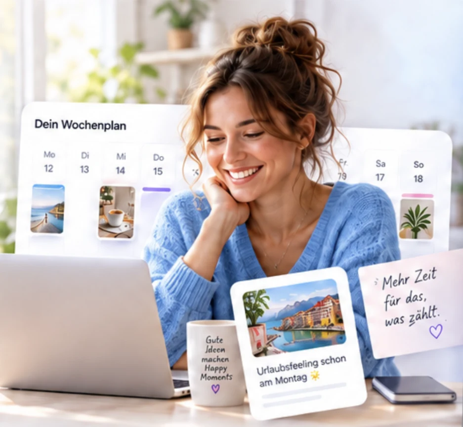 Haftasını SocialRena ile planlayan mutlu içerik üreticisi